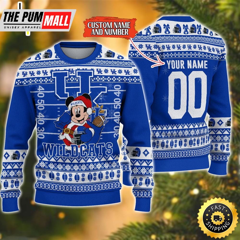 Personalized Kentucky Wildcats Mickey Ugly Christmas Sweater