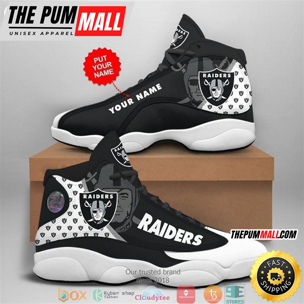 Personalized Las Vegas Raiders Nfl Fan Big Logo Air Jd 13 Sneaker Shoes