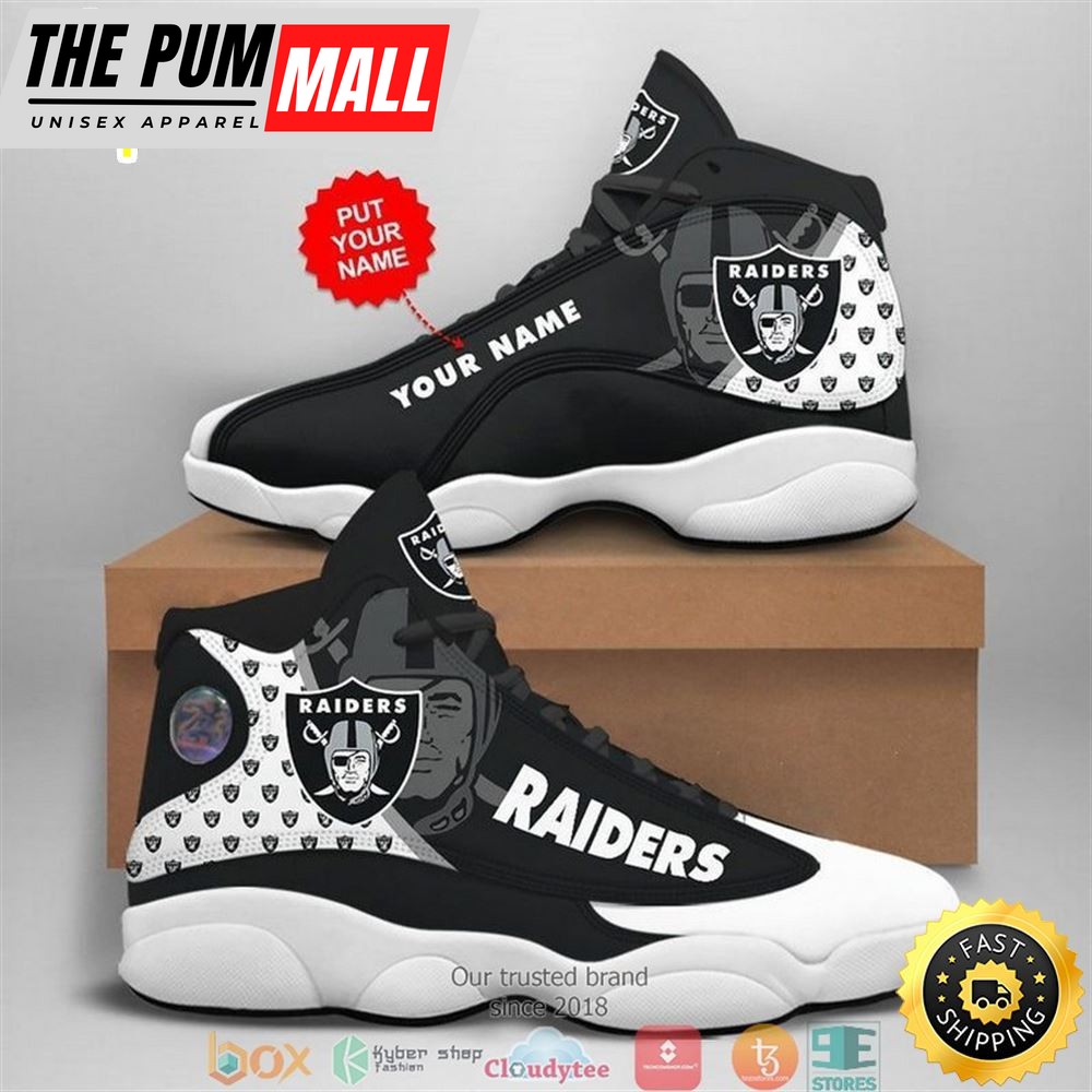 Personalized Las Vegas Raiders Nfl Fan Big Logo Air Jd 13 Sneaker Shoes