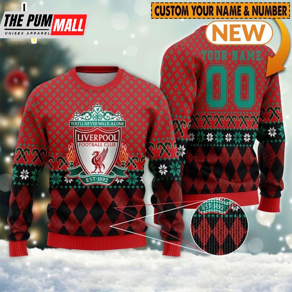 Personalized Liverpool Ugly Christmas Sweater Shirt, Sweatshirt