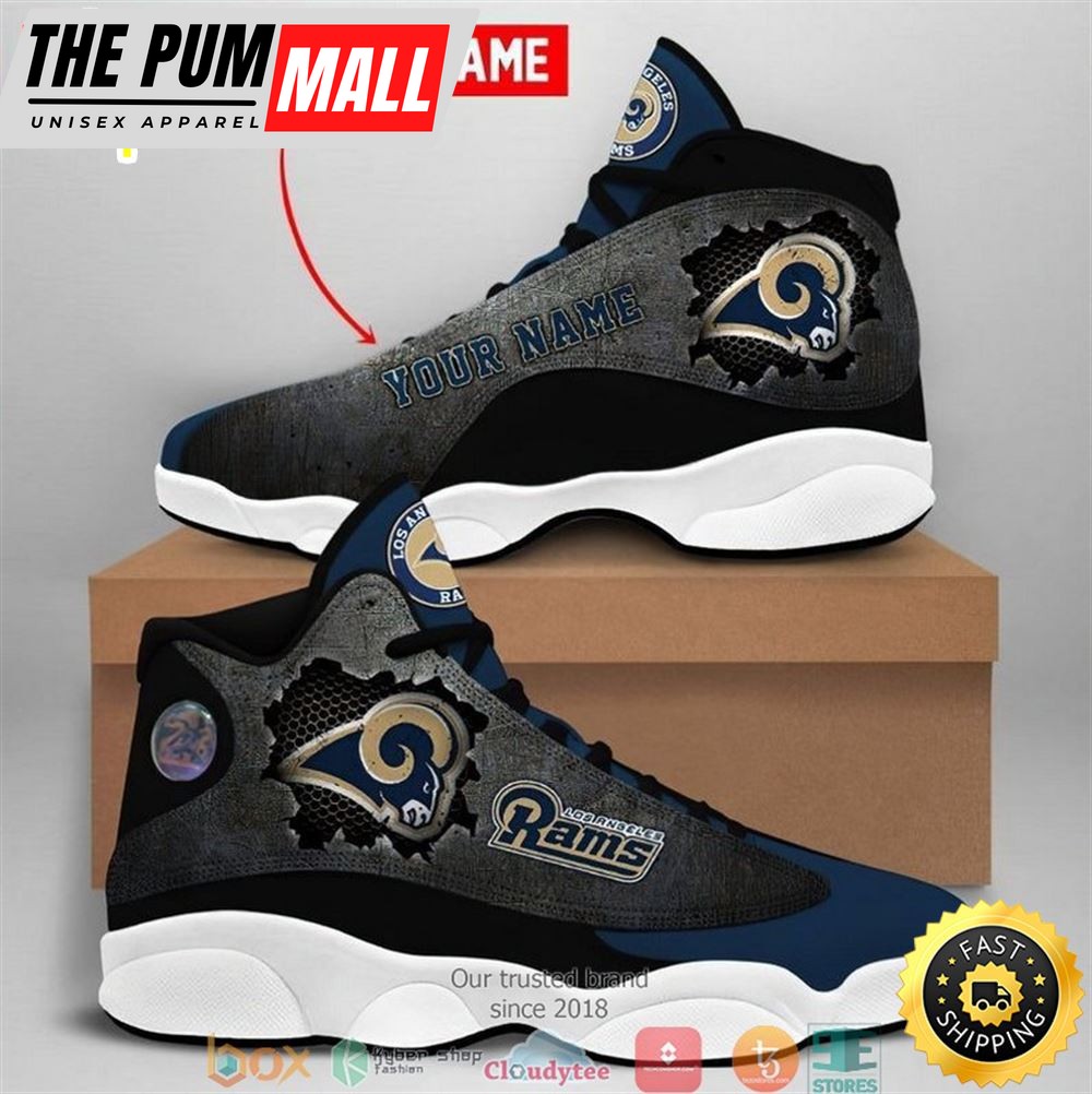 Personalized Los Angeles Rams Football Nfl Big Logo Air Jd 13 Sneaker Shoes