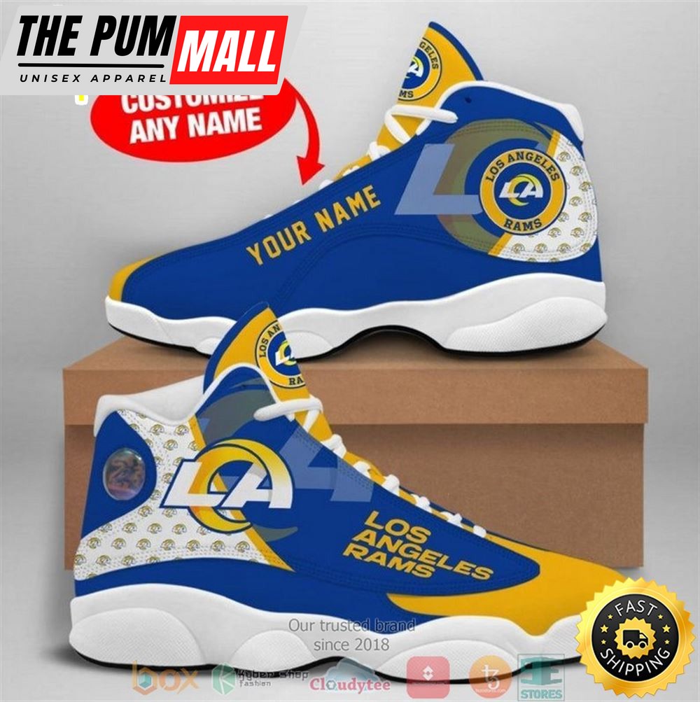 Personalized Los Angeles Rams Nfl Big Logo Football Team Air Jd 13 Sneaker Shoes