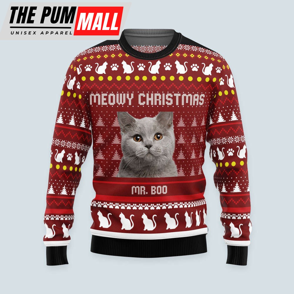 personalized-meowy-christmas-ugly-sweatshirt-custom-photo-ugly-sweater-for-cat-fv0v0eig Personalized Meowy Christmas Ugly Sweatshirt, Custom Photo Ugly Sweater For Cat Lovers