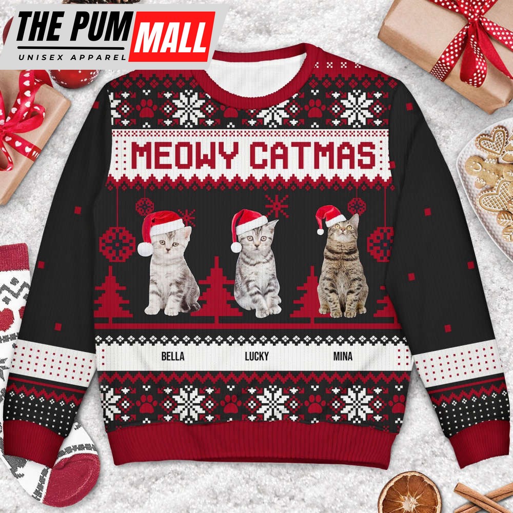 personalized-mewy-catmas-ugly-sweatshirt-custom-photo-ugly-sweater-for-cat-lov-vawg3z1a Personalized Mewy Catmas Ugly Sweatshirt, Custom Photo Ugly Sweater, For Cat Lover