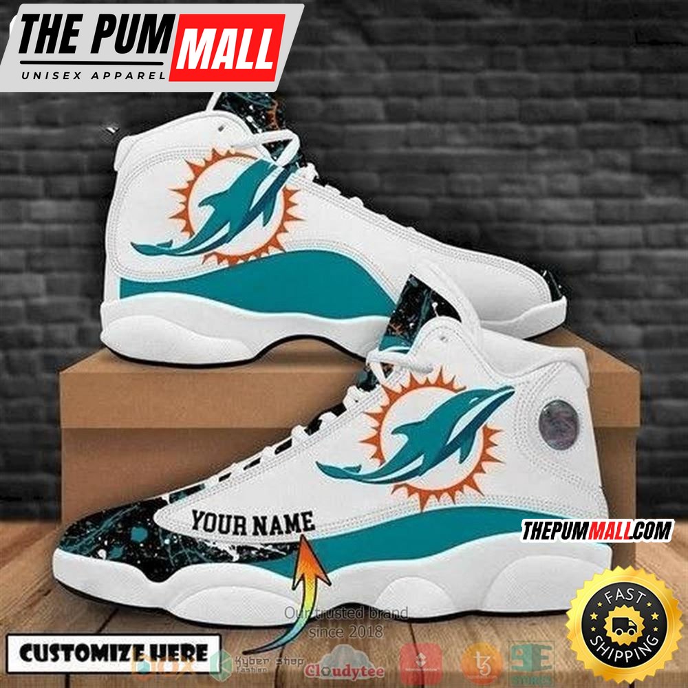 Personalized Miami Dolphins Nfl Football Team Big Logo 34 Gift Air Jd 13 Sneaker Shoes