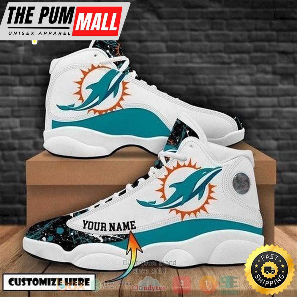 Personalized Miami Dolphins Nfl Football Team Logo Custom Air Jd 13 Shoes