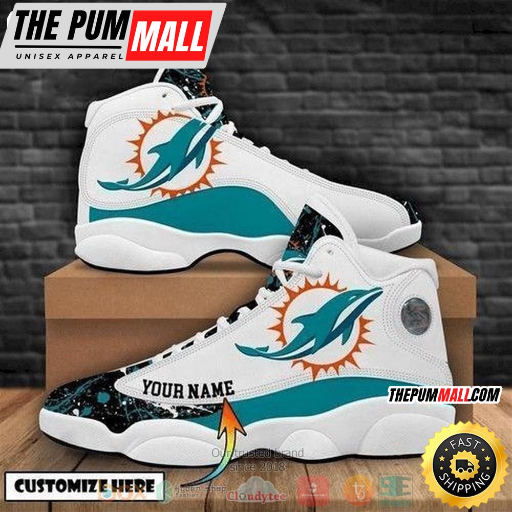 Personalized Miami Dolphins Nfl Football Team Logo Custom Air Jd 13 Shoes