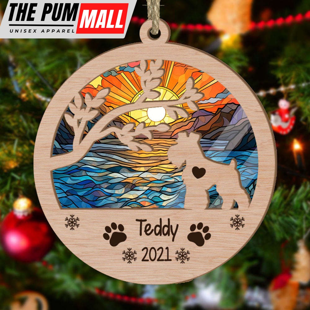 Personalized Mini Schnauzer(Docked Tail) Circle Branch Tree Suncatcher Ornament Gift for Dog Lover Limited Edition