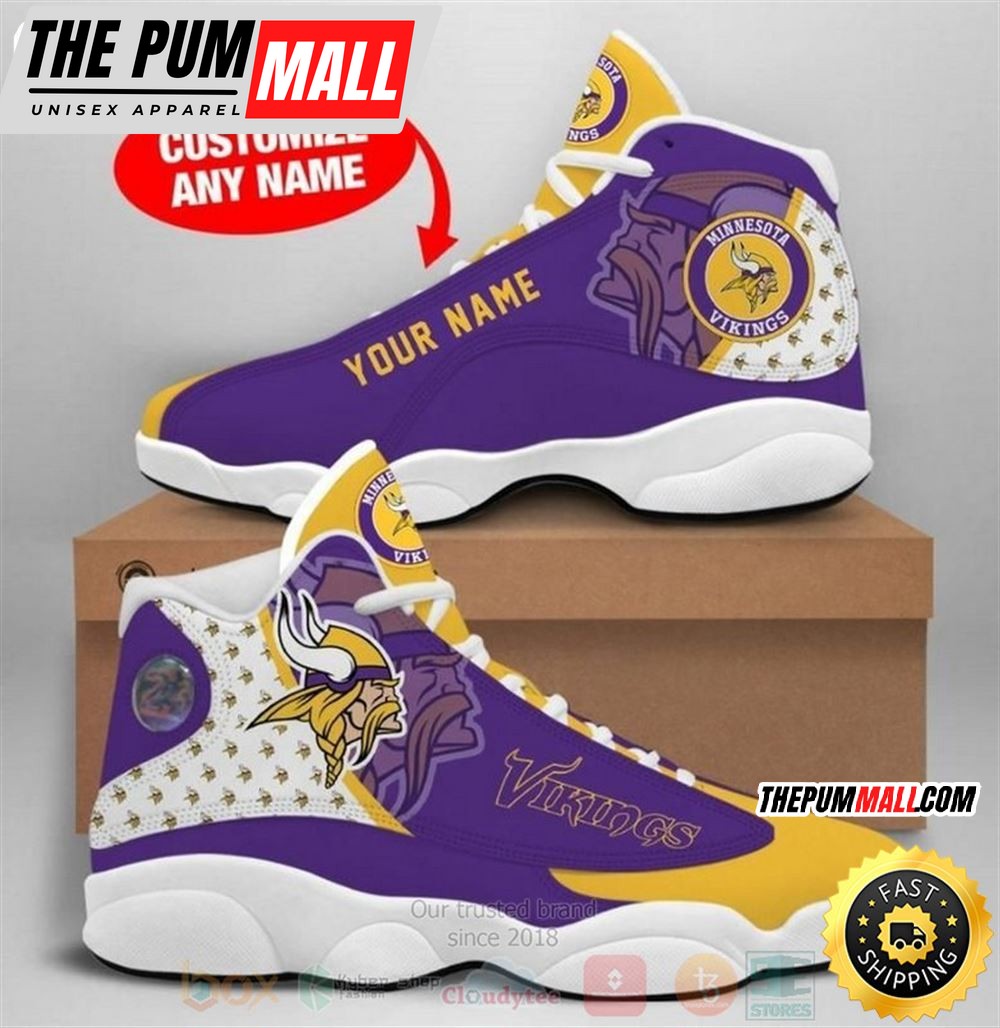 Personalized Minnesota Vikings Nfl Team Custom Air Jd 13 Shoes
