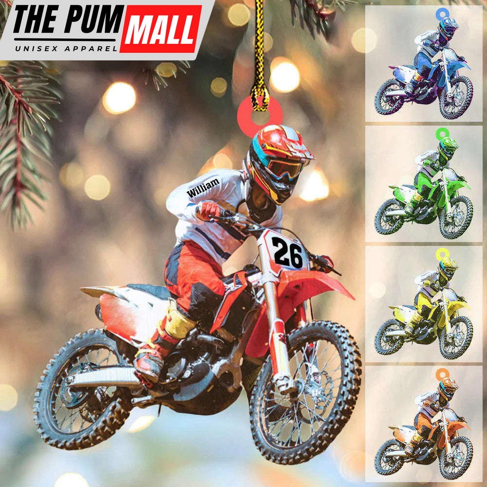 Personalized Motocross Biker Christmas Ornament Custom Name and Number for Men Limited Edition