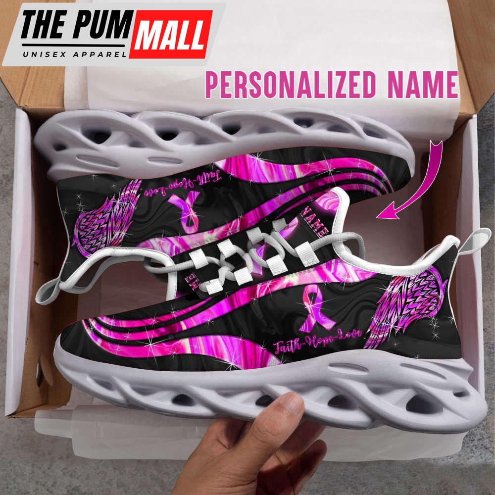 Personalized Name Breast Cancer Awareness Max Shoes, Breast Cancer Warrior Gifts