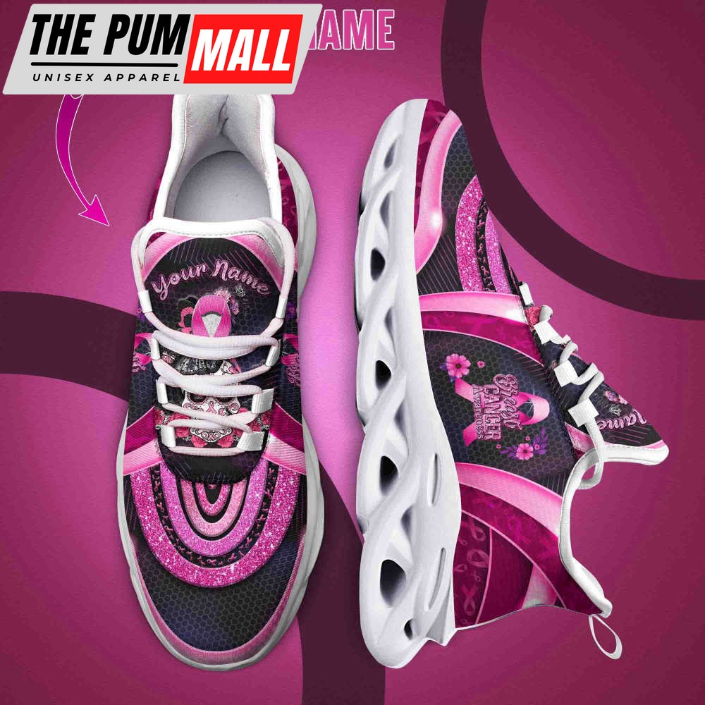 Personalized Name Breast Cancer Awareness Max Shoes, Pink Ribbon Shoes, Breast Cancer Gifts