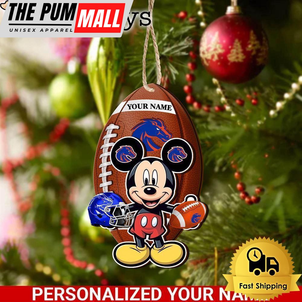 Personalized Name NCAA Boise State Broncos Football Mickey Mouse Ornament Limited Edition