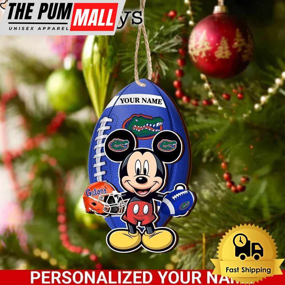 Personalized Name NCAA Florida Gators Football Mickey Mouse Ornament Limited Edition