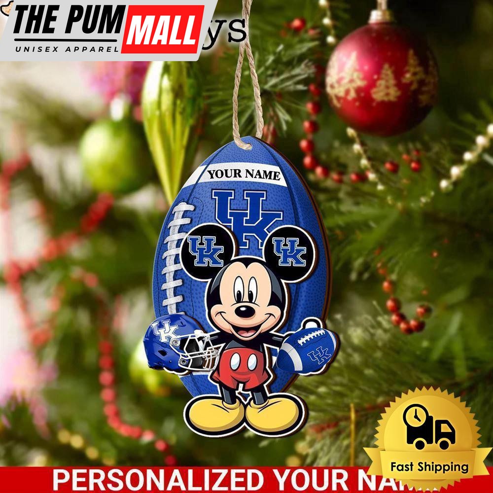 Personalized Name NCAA Kentucky Wildcats Football Mickey Mouse Ornament Limited Edition