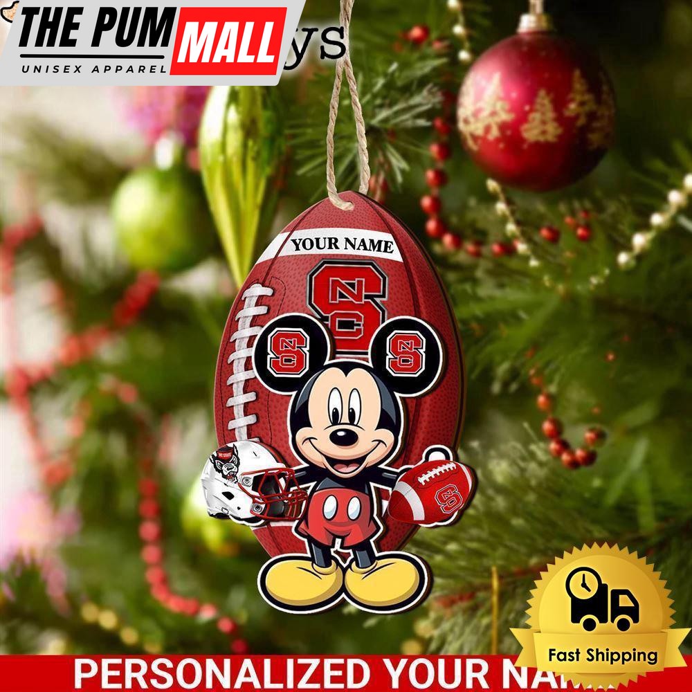 Personalized Name NCAA NC State Wolfpack Football Mickey Mouse Ornament Limited Edition