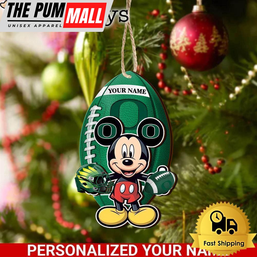Personalized Name NCAA Oregon Ducks Football Mickey Mouse Ornament Limited Edition