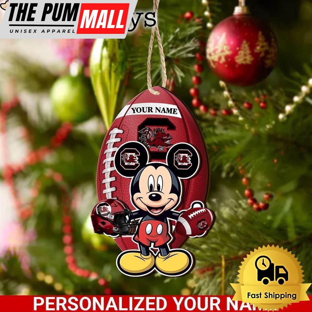 Personalized Name NCAA South Carolina Gamecocks Football Mickey Mouse Ornament Limited Edition