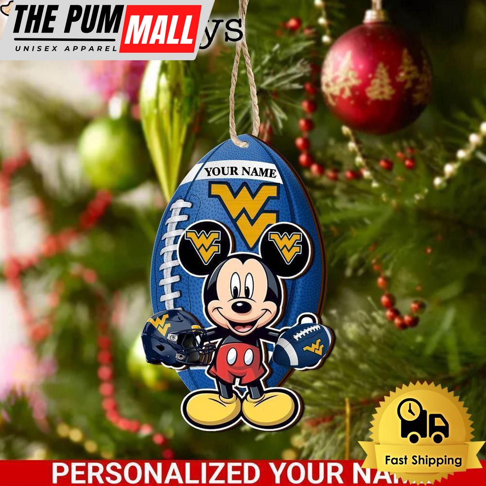 Personalized Name NCAA West Virginia Mountaineers Football Mickey Mouse Ornament Limited Edition