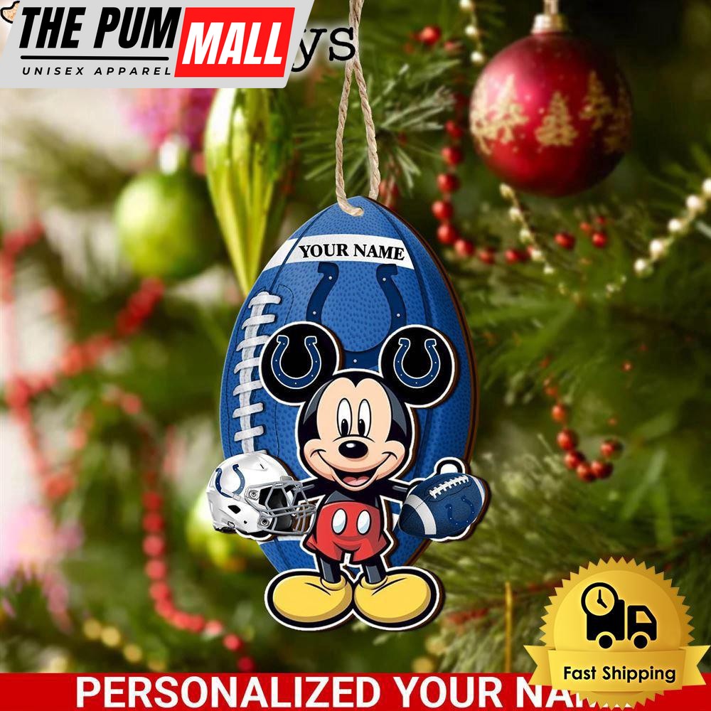 Personalized Name NFL Indianapolis Colts Football Mickey Mouse Ornament Limited Edition