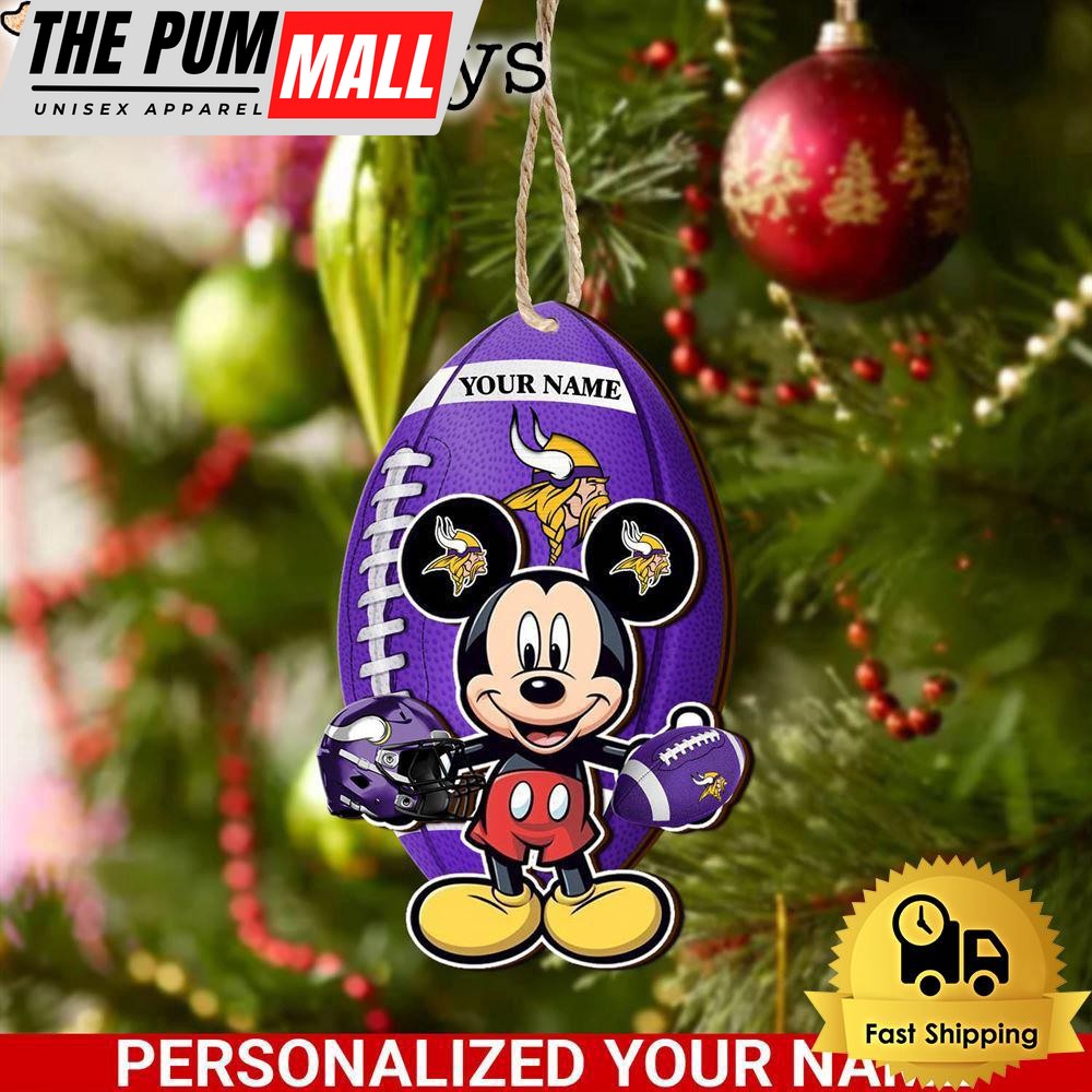 Personalized Name NFL Minnesota Vikings Football Mickey Mouse Ornament Limited Edition