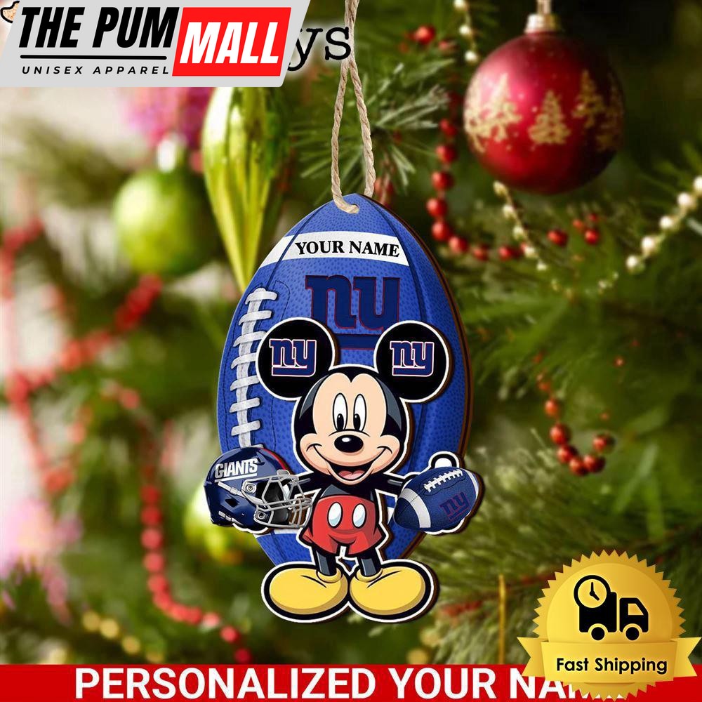 Personalized Name NFL New York Giants Football Mickey Mouse Ornament Limited Edition