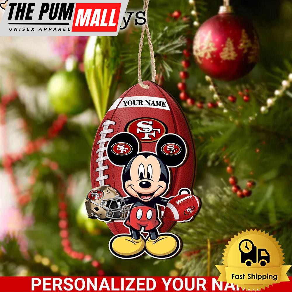Personalized Name NFL San Francisco 49ers Football Mickey Mouse Ornament Limited Edition