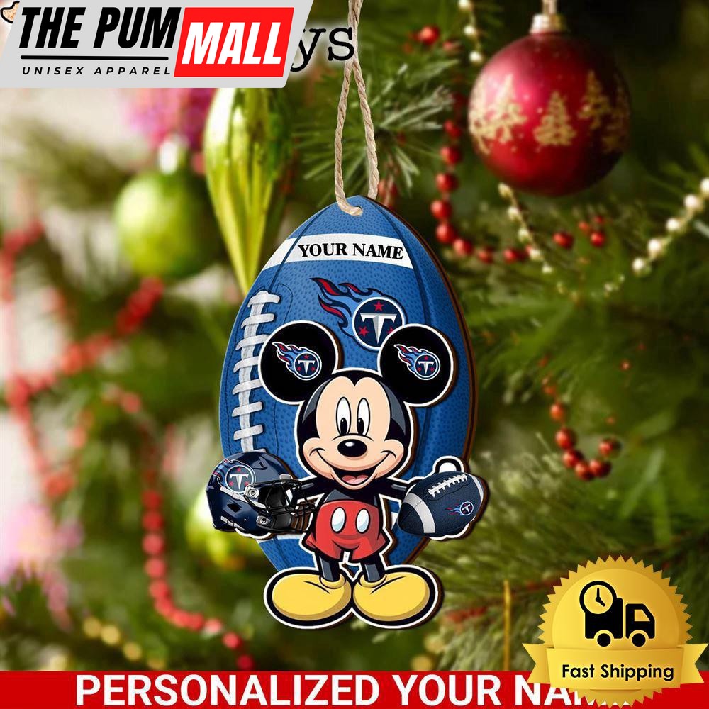 Personalized Name NFL Tennessee Titans Football Mickey Mouse Ornament Limited Edition