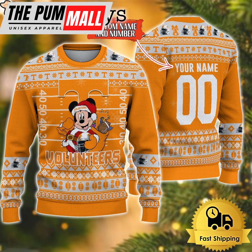 Personalized NCAA Tennessee Volunteers Mickey Christmas Ugly Sweater