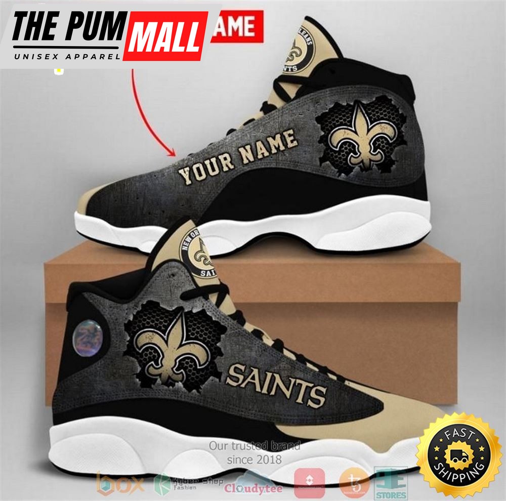 Personalized New Orleans Saints Nfl Big Logo Football Team Air Jd 13 Sneaker Shoes