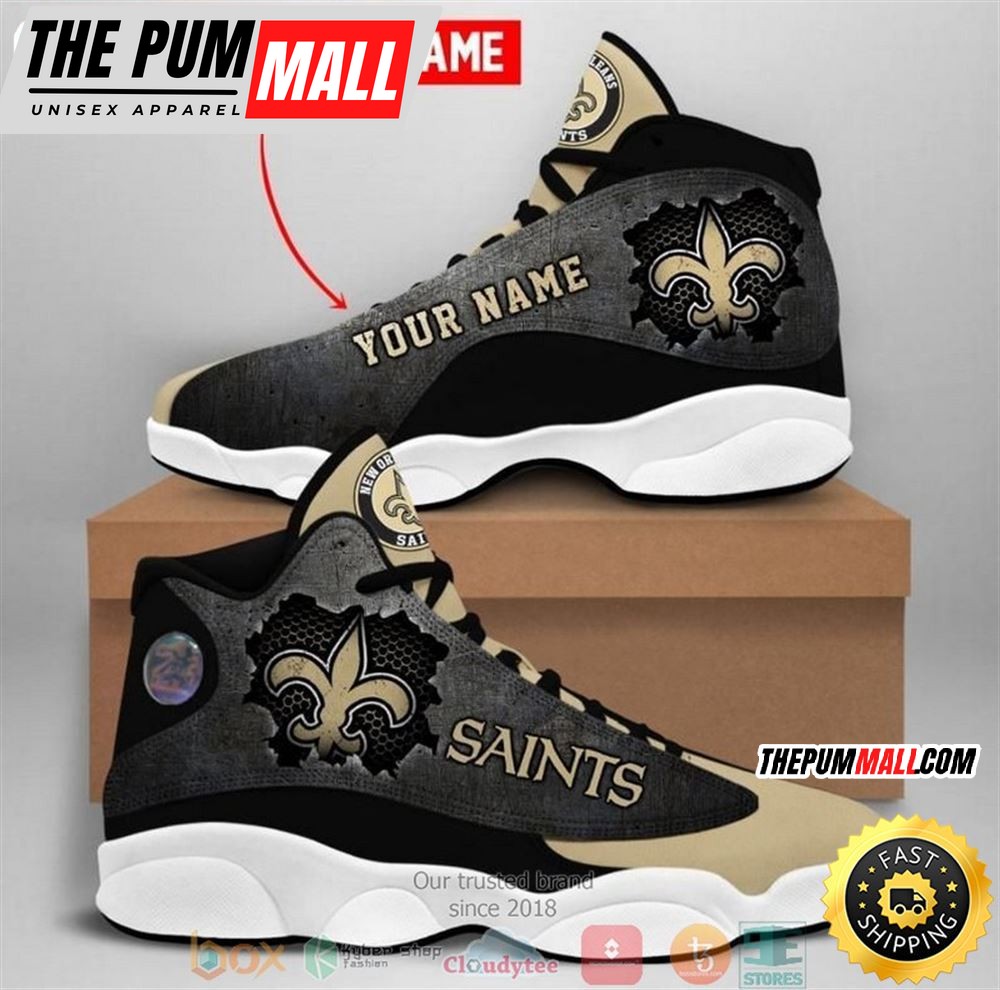 Personalized New Orleans Saints Nfl Big Logo Football Team Air Jd 13 Sneaker Shoes