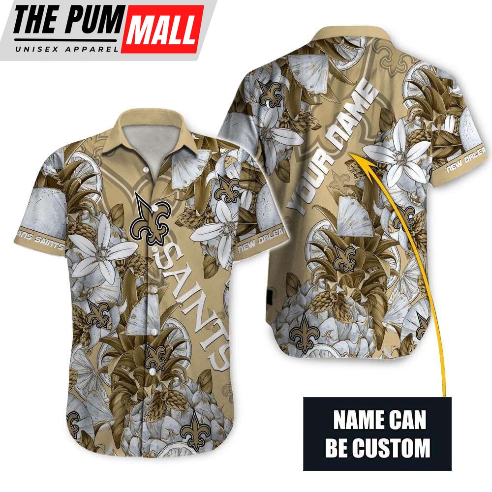 Personalized New Orleans Saints Tropical Hawaiian Shirt