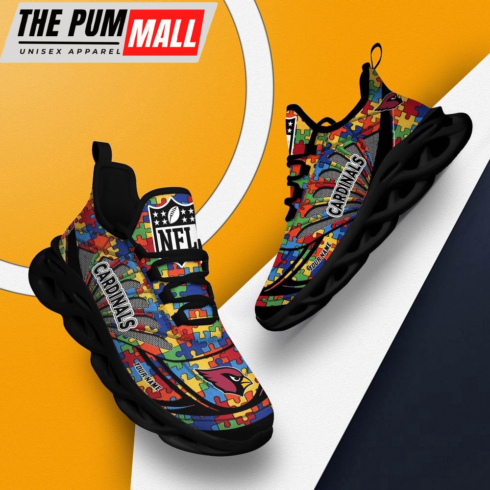 Personalized NFL Arizona Cardinals Autism Awareness Max Soul Shoes Sneaker