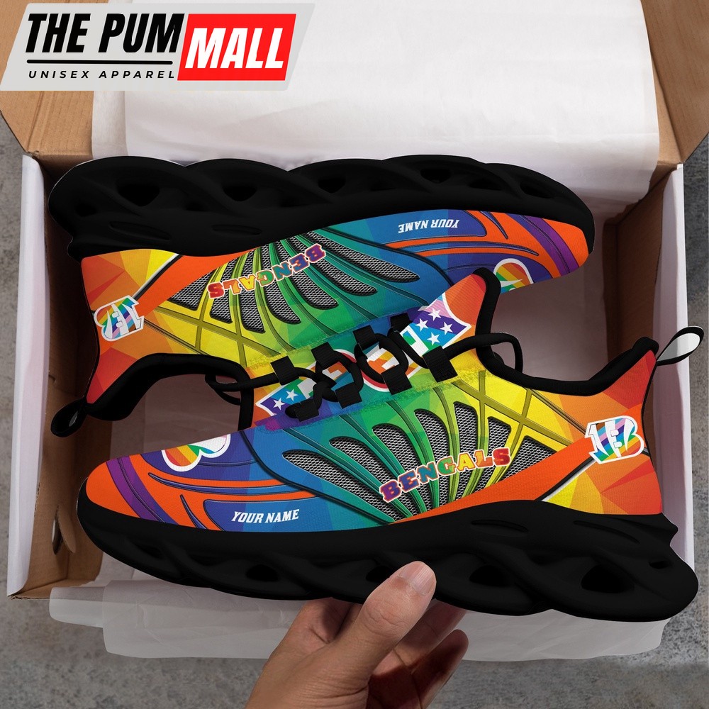 Personalized NFL Cincinnati Bengals LGBT Pride Max Soul Shoes Sneaker
