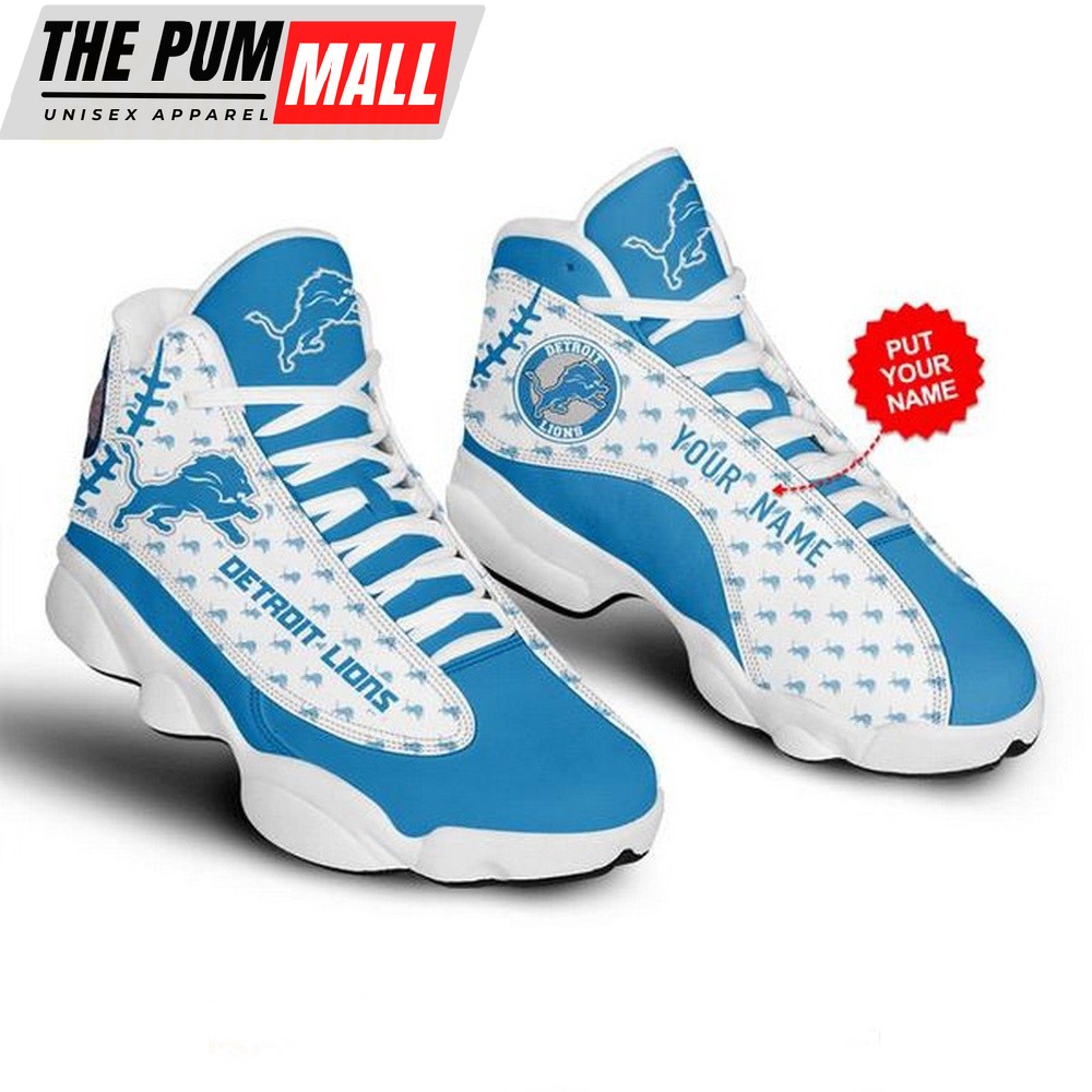 Personalized NFL Detroit Lions Logo Football Design Air Jd 13 Shoes