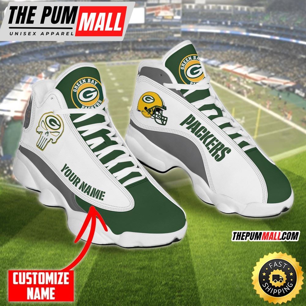 Personalized Nfl Green Bay Packers Skull Helmet Air Jd 13 Shoes
