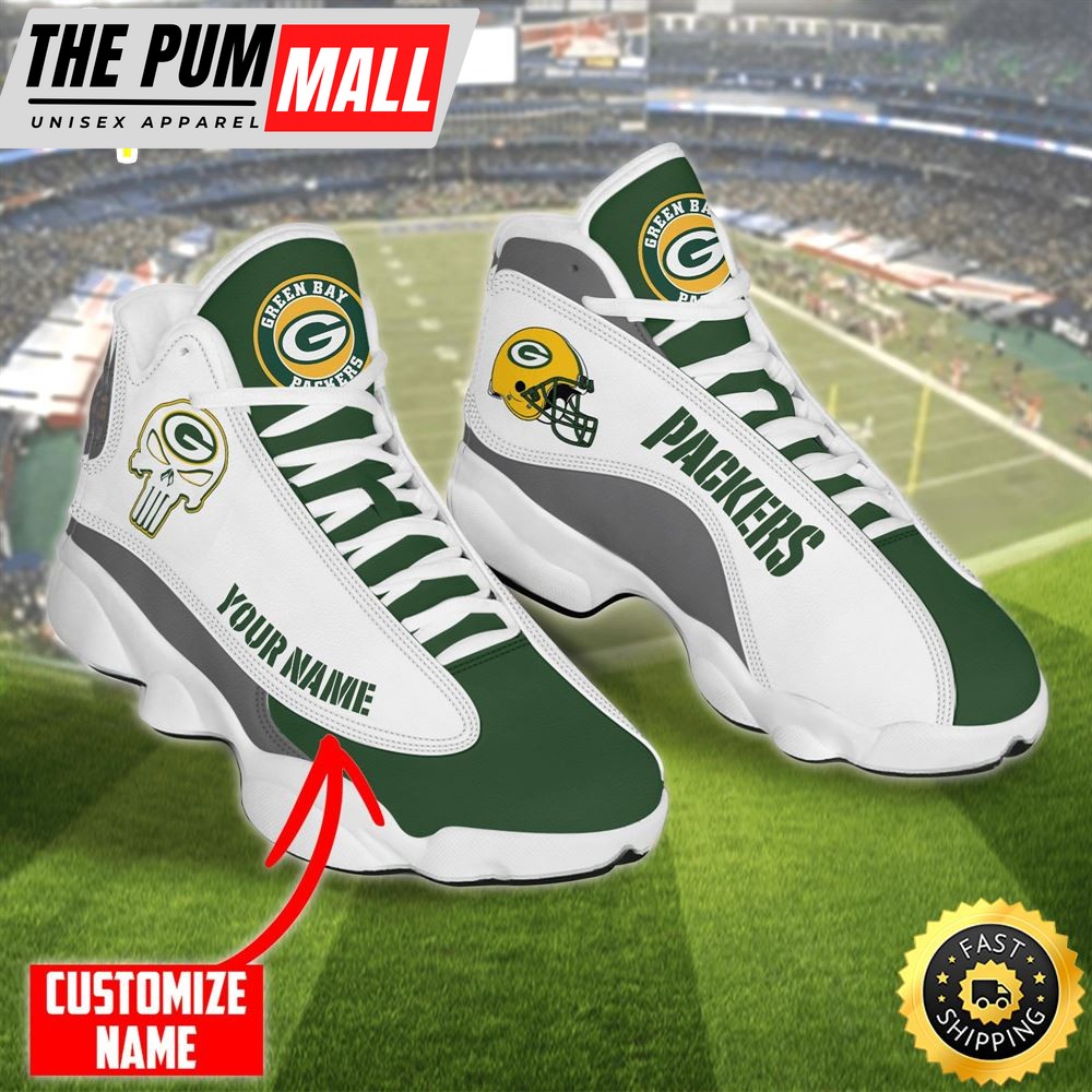 Personalized Nfl Green Bay Packers Skull Helmet Air Jd 13 Shoes