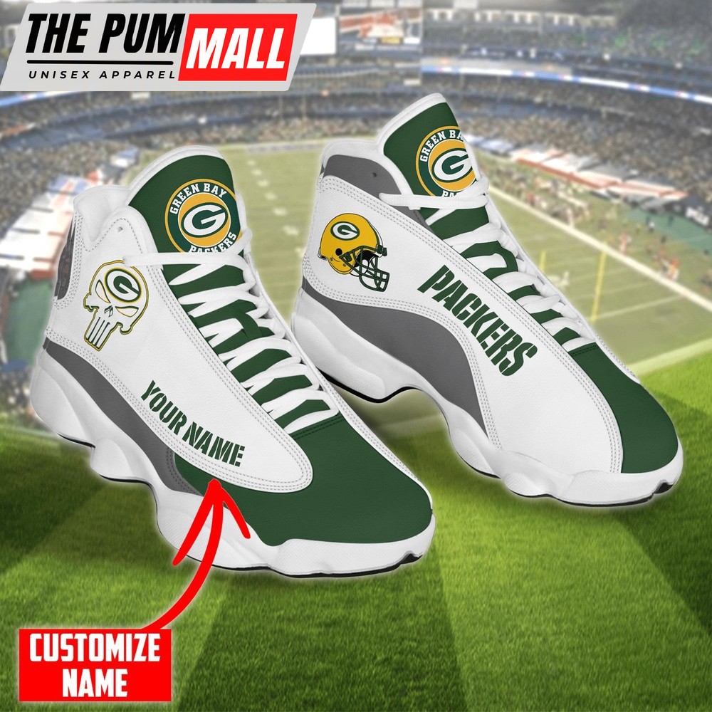 Personalized NFL Green Bay Packers Skull Helmet Air Jd 13 Shoes