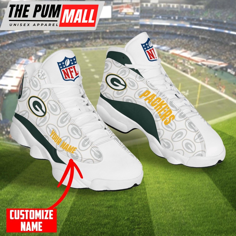 Personalized NFL Green Bay Packers White Air Jd 13 Shoes