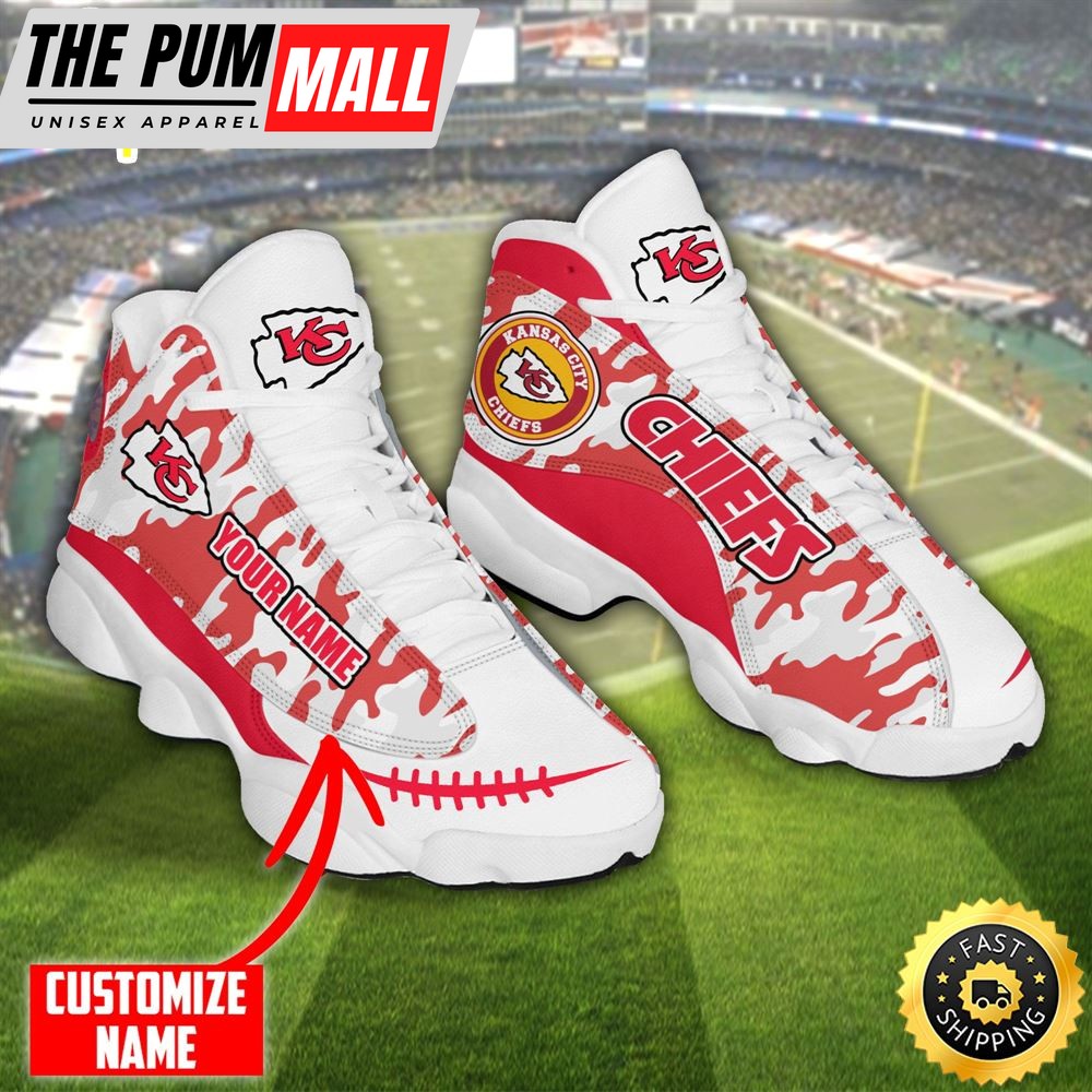 Personalized Nfl Kansas City Chiefs Camo Red Air Jd 13 Shoes