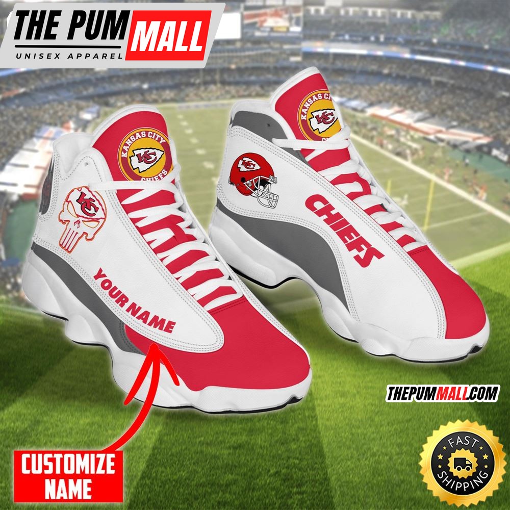Personalized Nfl Kansas City Chiefs Skull Helmet Air Jd 13 Shoes