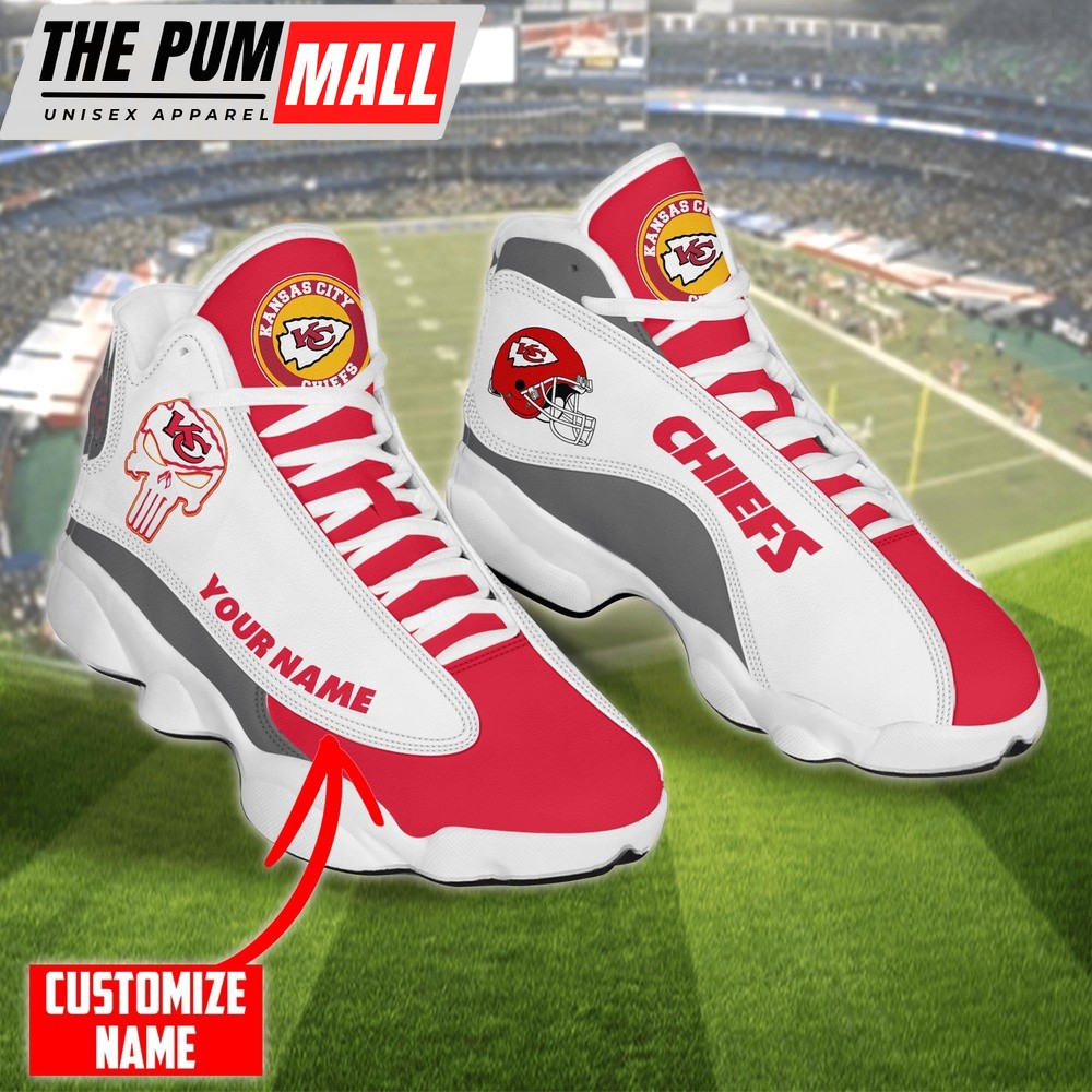 Personalized NFL Kansas City Chiefs Skull Helmet Air Jd 13 Shoes
