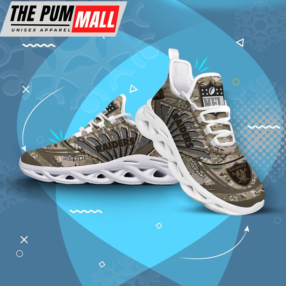 Personalized NFL Las Vegas Raiders Camo Max Soul Shoes Sneaker
