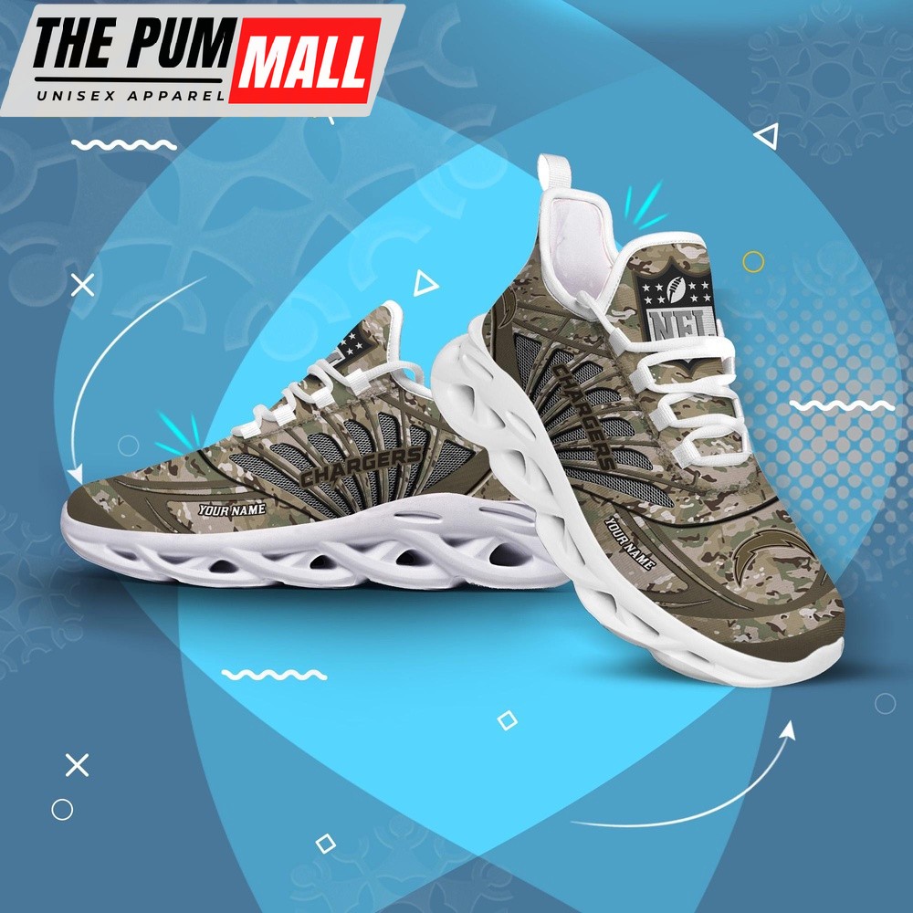 Personalized NFL Los Angeles Chargers Camo Max Soul Shoes Sneaker
