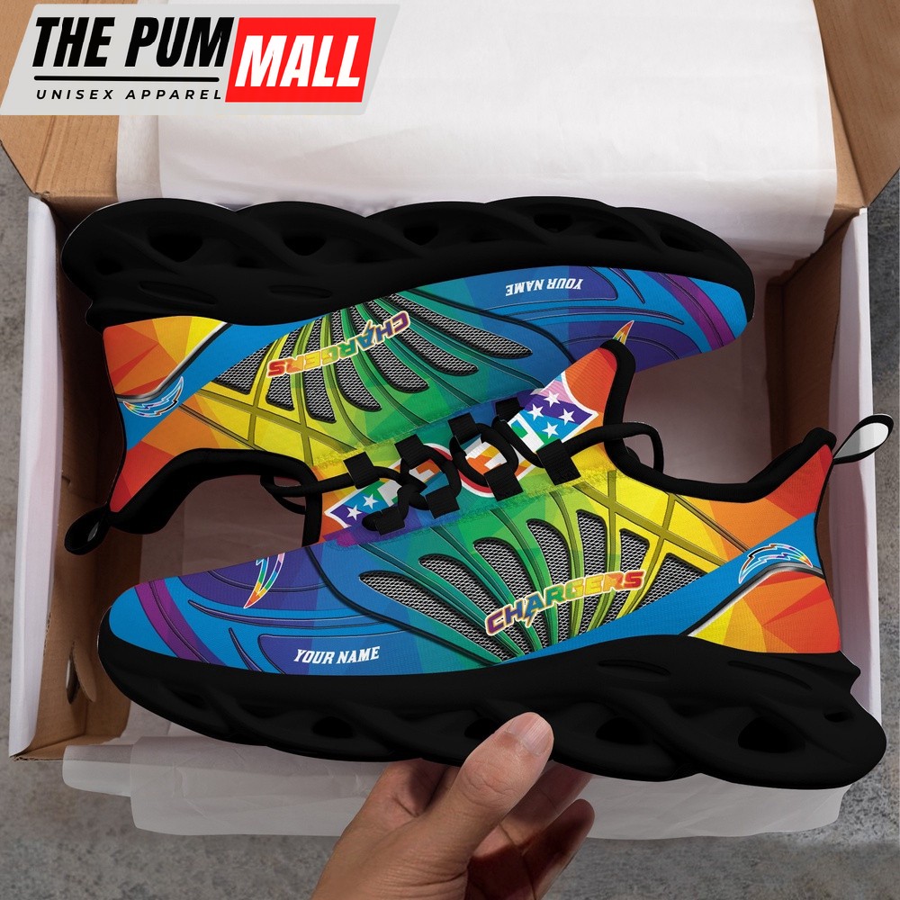 Personalized NFL Los Angeles Chargers LGBT Pride Max Soul Shoes Sneaker