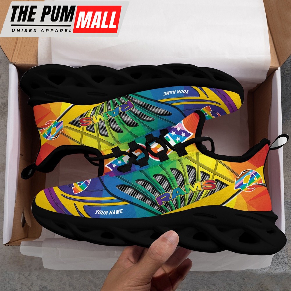 Personalized NFL Los Angeles Rams LGBT Pride Max Soul Shoes Sneaker