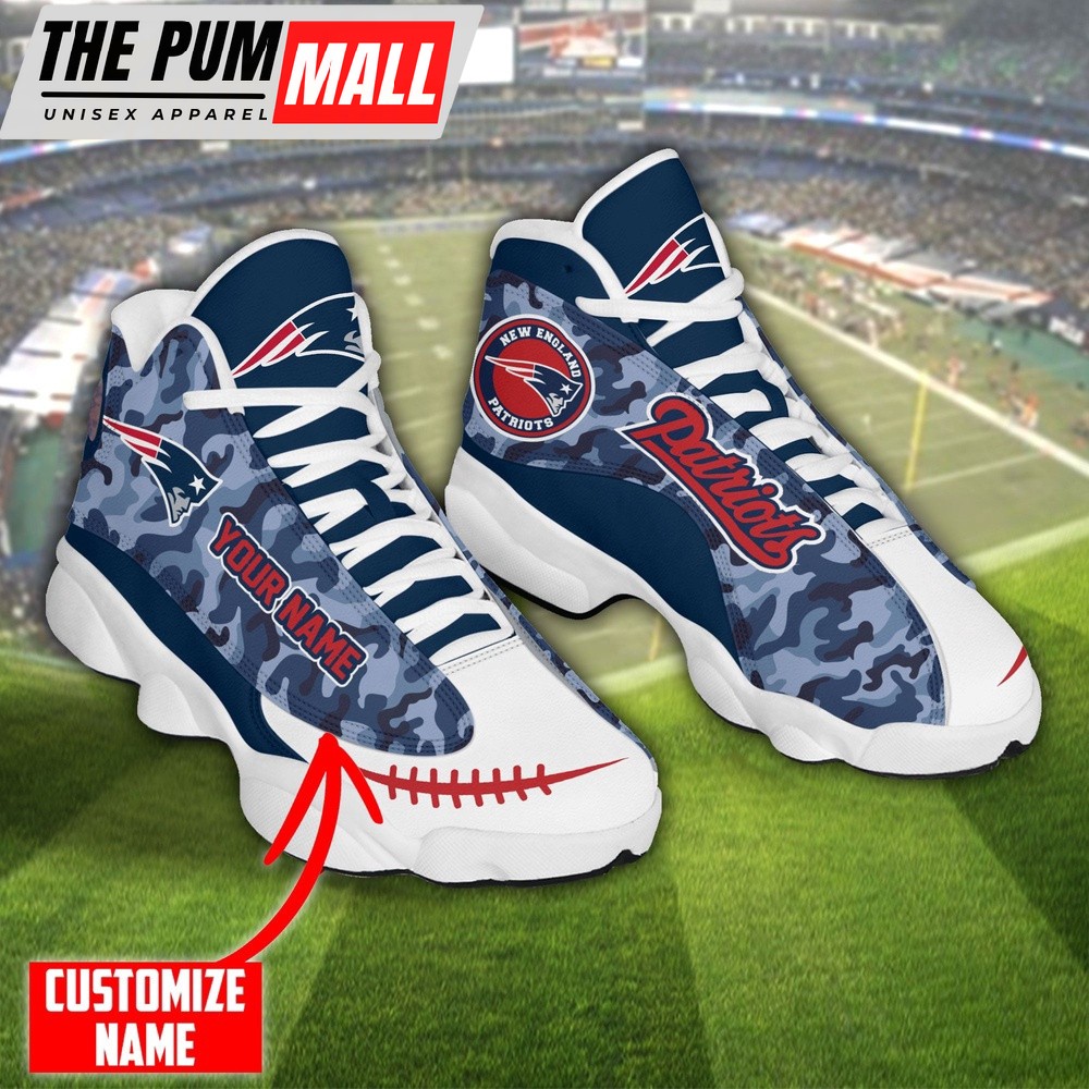Personalized NFL New England Patriots Camo Air Jd 13 Shoes