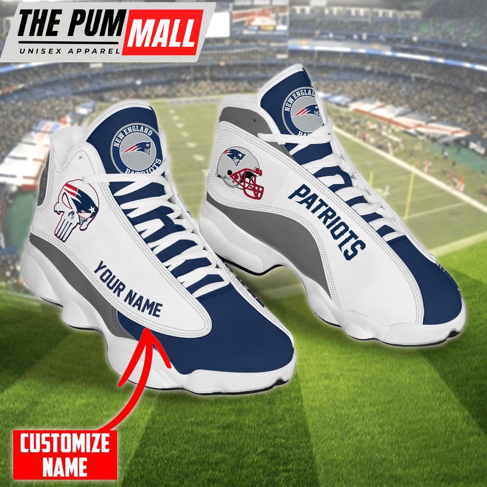 Personalized NFL New England Patriots Skull Helmet Air Jd 13 Shoes