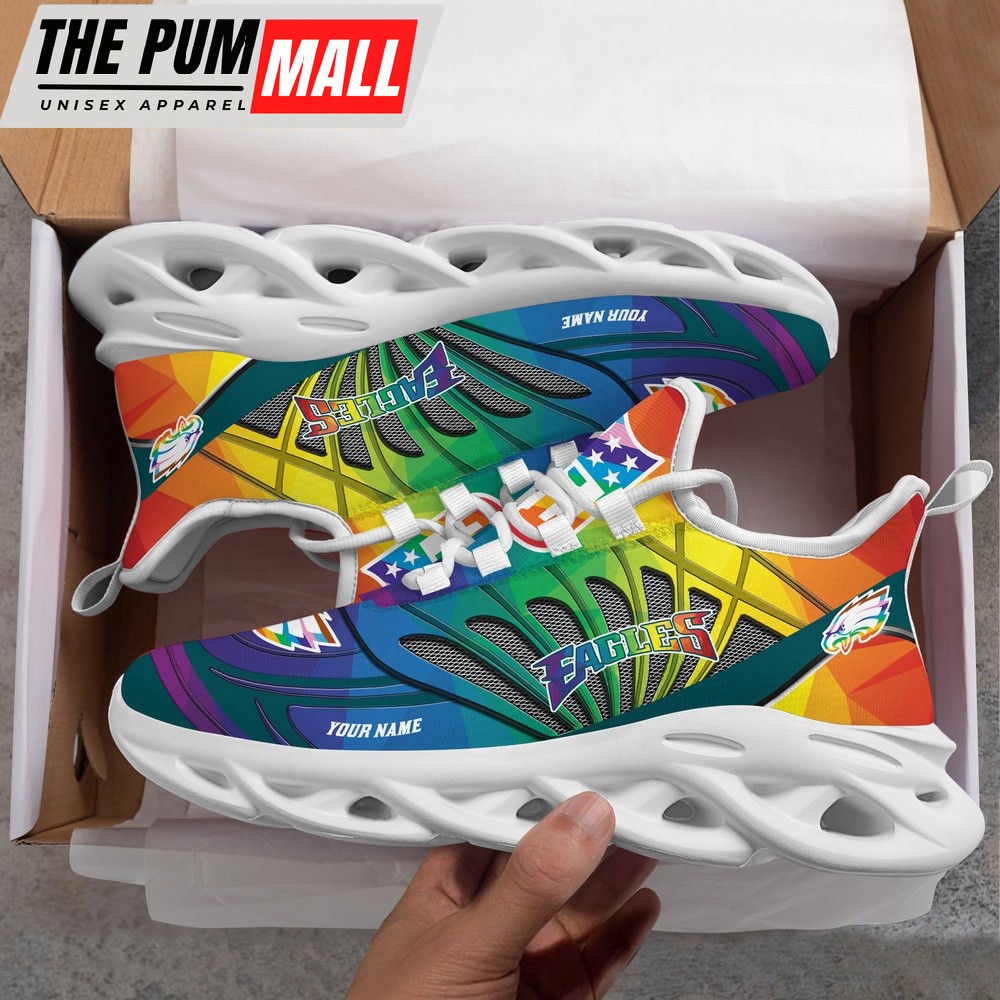Personalized NFL Philadelphia Eagles LGBT Pride Max Soul Shoes Sneaker