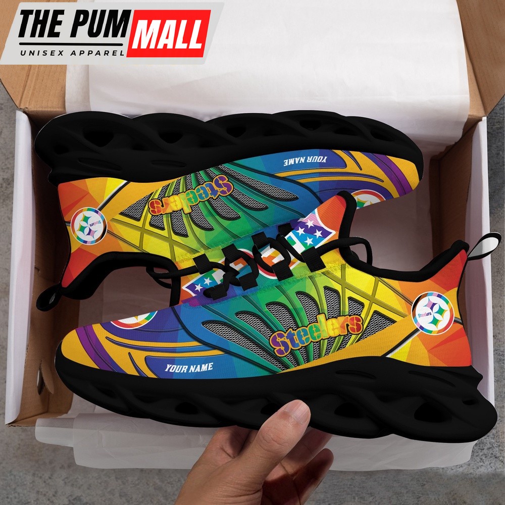 Personalized NFL Pittsburgh Steelers LGBT Pride Max Soul Shoes Sneaker